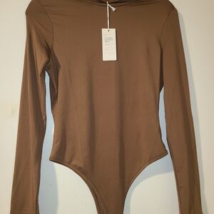 Long Sleeve One-Piece Bodysuit in Brown